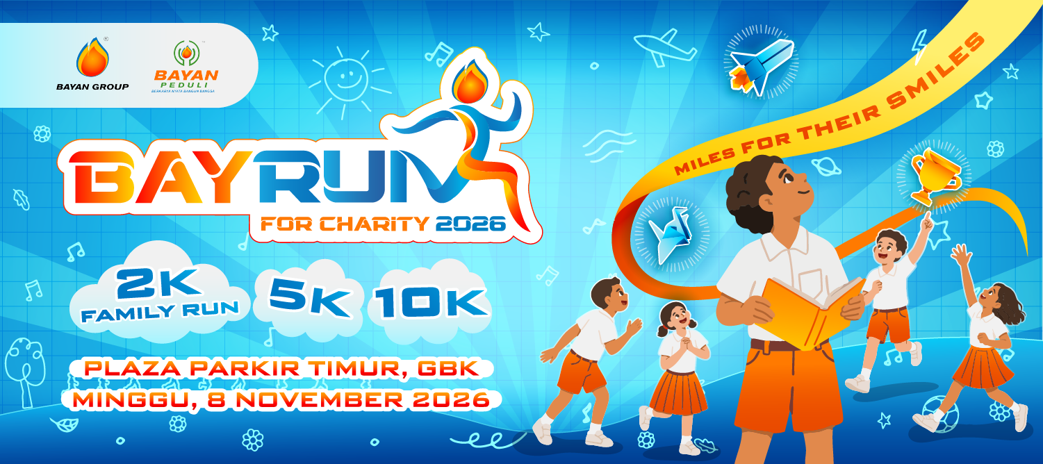 Poster BayRun for Charity 2026 — 5K • Plaza Parkir Timur GBK • Minggu, 8 November 2026